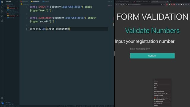 JavaScript Form Validation using Regular Expression for validating only Numbers смотреть онлайн