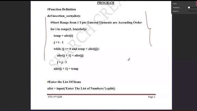 21CSL46 | Program-04A | How To Implement Insertion Sort | Python Programming Laboratory |