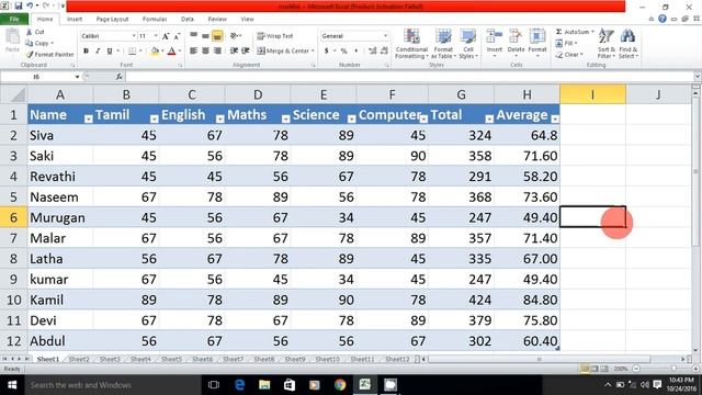 How to learn Microsoft Excel 2010 in Tamil (part - 4)