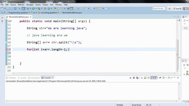 #9 : How to reverse sentence words | java programs for selenium interview смотреть онлайн