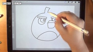 How to draw Angry Birds, Bomb, Как нарисовать Энгри Бёрдс