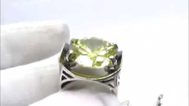 Гарнитур серьги и кольцо с большими желтыми фианитами 2214