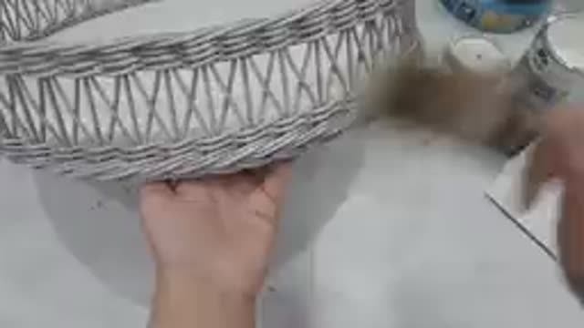 Часть 2.   Чайный столик из табурета _ плетение из бумажной лозы