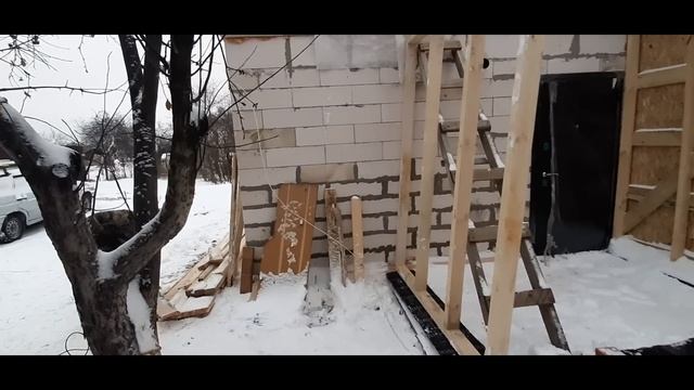 Каркасная веранда зимой своими руками