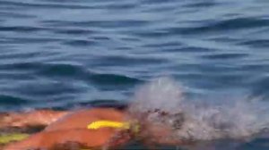 Купание девушки в океане