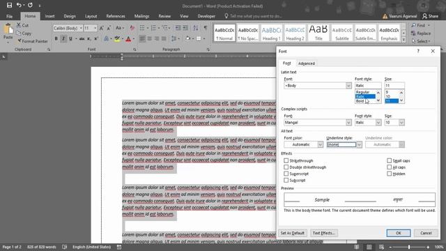 How do you create a custom underline in Word