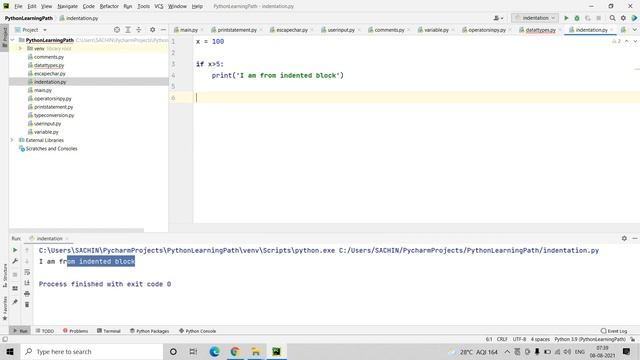 #12 Indentation in Python | Python Indentation | Python Indentation in Hindi