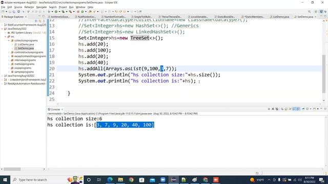 CoreJava Collections Set Programs Aug20220831