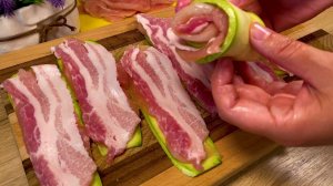 Ух, как сочно! ОРИГИНАЛЬНЫЕ рулетики из молодого кабачка с курицей и беконом