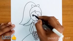 How To Draw A Girl With Flowers | Girl Drawing Easy | Girl With Flower Drawing | Smart Kids Art