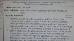 concrete core trade GCE42.com General Contractors B Building Exam Top Words