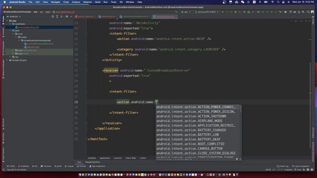 android broadcast receiver example kotlin | android broadcast receiver passing data with intent