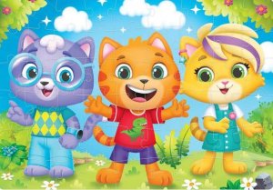 Пазл Команда Мяу, Веселое ТРИО - собираем пазлы для детей | Polinka-Vitaminka