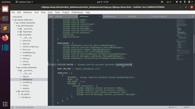 Django Full Course - 14.0 - Django Sessions. Configuration (enabling, engines, settings, clearing)