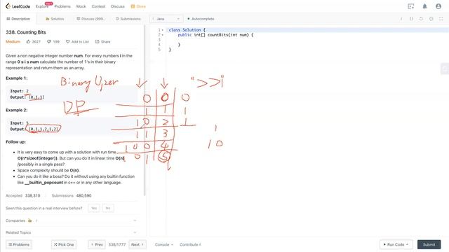 Leetcode 338 - Counting Bits (JAVA Solution Explained!) смотреть онлайн