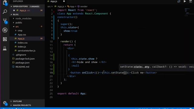 Hide and Show in Reactjs # 10 | How to make Hide & Show in reactjs | Reactjsfullcourse2023 #reactjs