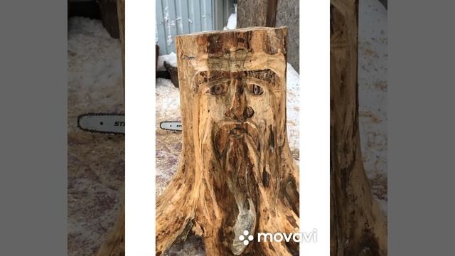 Пень Леший. Резьба по дереву. смотреть онлайн