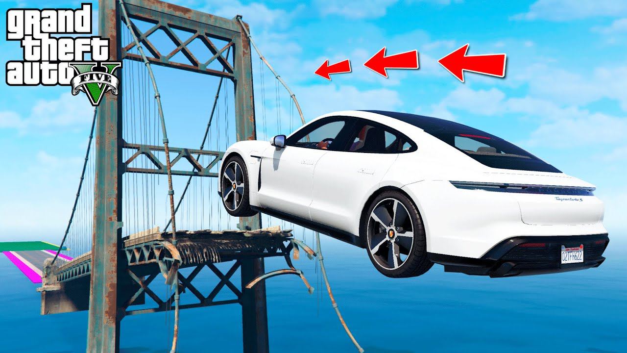 МОЖНО ЛИ ПЕРЕПРЫГНУТЬ РАЗРУШЕННЫЙ МОСТ на ЧИТЕРСКИХ МАШИНАХ в ГТА 5 МОДЫ - ЭКСПЕРИМЕНТЫ в GTA 5 смотреть онлайн