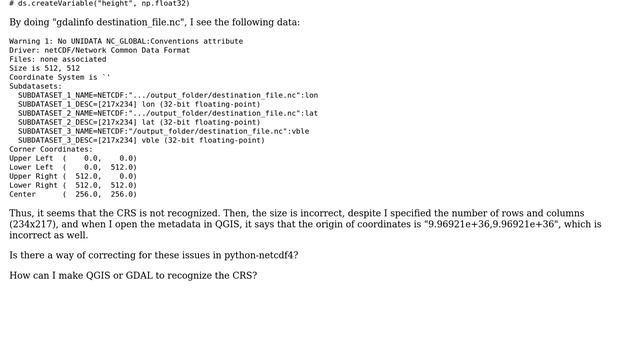 GIS: python-netcdf4: Writing file leaves CRS as 'undefined' and extent not correct смотреть онлайн