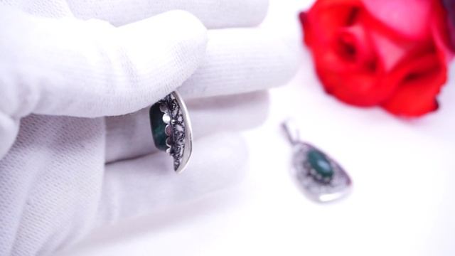 Серьги и кольцо Скань агат моховый натуральный посеребрение комплект камни 1677 Хорошие Вещи