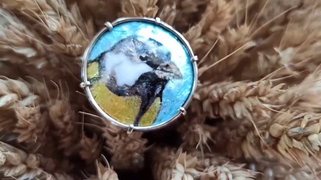 Обзор кольца с горячей художественной эмалью "Синичка" смотреть онлайн