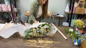 Упаковка букета на 160 р/ Быстрая упаковка букета/ Ароматный, белоснежный с любовью