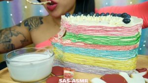 ASMR RAINBOW CREPE CAKE + SUGAR COOKIES (SOFT EATING SOUNDS) NO TALKING | SAS-ASMR