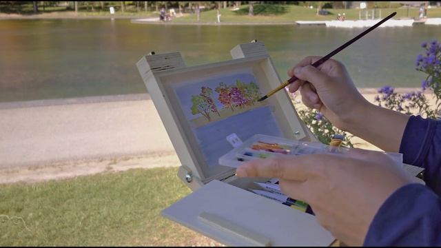 ? 4K Watercolor Landscape Painting • Beautiful Autumn Beaver Lake • Paint with Me • Relaxing ASMR смотреть онлайн