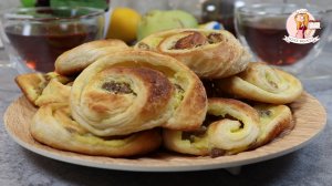 СЛОЙКИ с ИЗЮМОМ и заварным КРЕМОМ из слоеного ТЕСТА