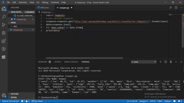Creating Weather Bot in Python with Requests module with Github Source code link