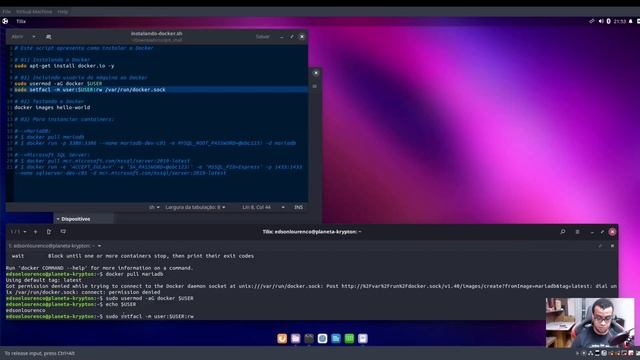 Instalando Docker incluindo usuário no grupo docker executando containers MariaDB e SQL Server 2019 смотреть онлайн