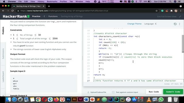 Sorting Arrays of String | HackerRank Challenge Solution | hackerrank C 5 star