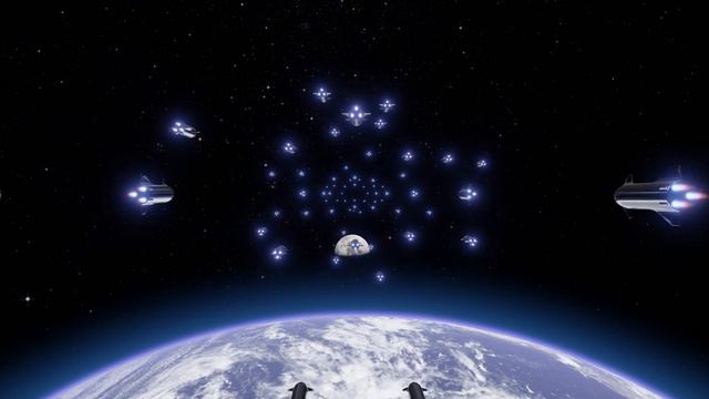 Space animation footage - 100 Starship leaving earth orbit - Clip 2 B смотреть онлайн