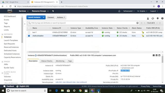 AWS EC2 console using visual studio code