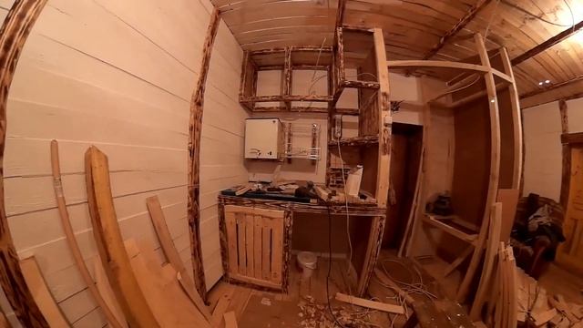 Мини кухонный гарнитур из обрезков пиломатериала. Кухонный гарнитур за копейки.   #ДОМВДЕРЕВНЕ