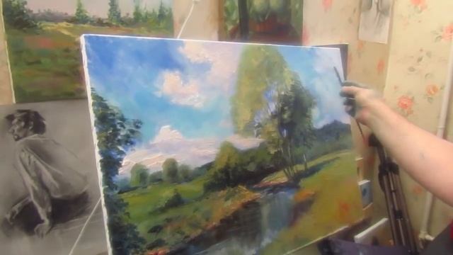 Игорь Сахаров, лесной пейзаж маслом, уроки для начинающих художников