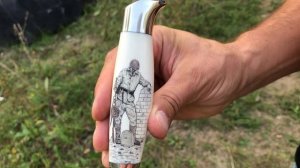 Эксклюзивный нож финка НКВД сталь Элмакс рукоять морж скримшоу