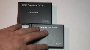Удлинитель HDMI сигнала по одному кабелю 2 входа HDMI