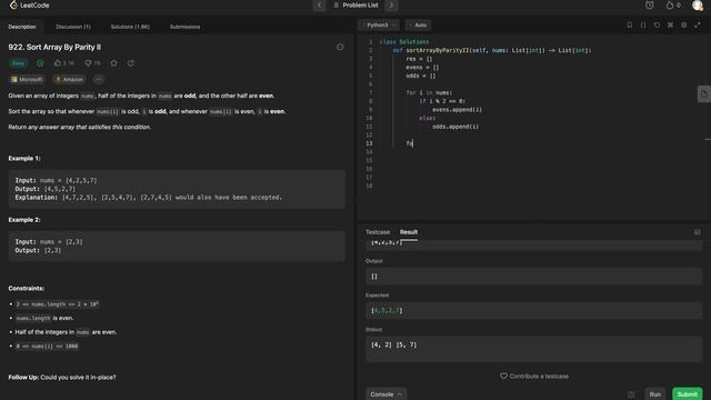 LeetCode 922 - Sort Array by Parity II: A Microsoft Journey смотреть онлайн