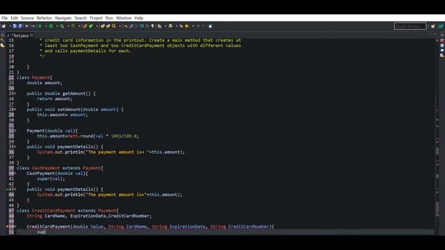 Java program for Payment, CreditCardPayment ,CashPayment and paymentDetails смотреть онлайн