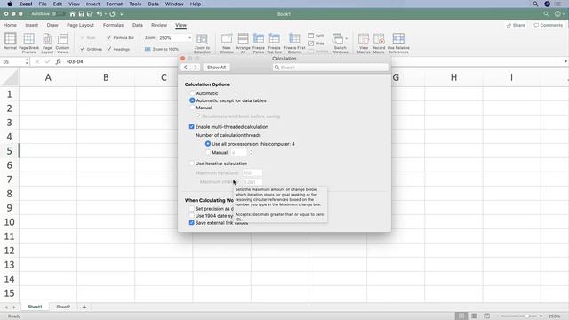 Excel for Mac: Excel Settings