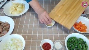 Картошка с курицей и стручковой фасолью. Зеленая фасоль с картошкой