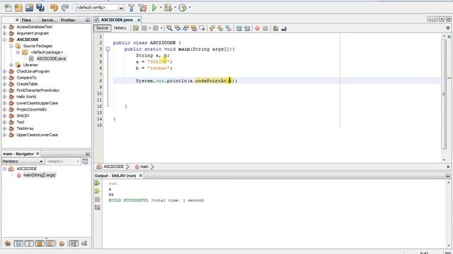 how to find ascii code for a character in java