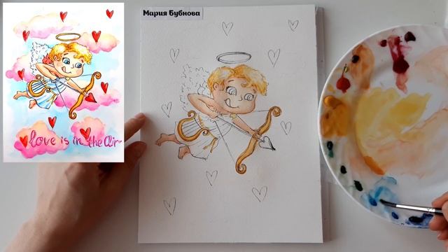 Как нарисовать купидона? Уроки рисования. Скетчинг для начинающих смотреть онлайн