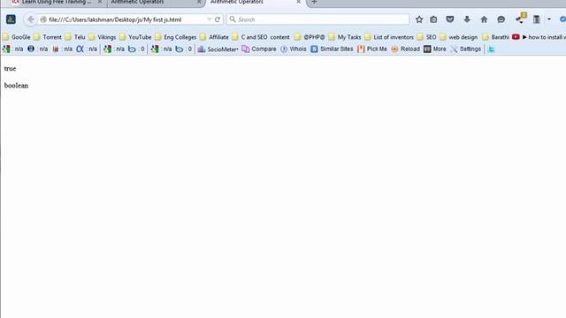 Undefined, Null, Boolean Datatypes in Javascript  --   English 11-vlr training