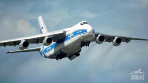 Ан-124 надымил на взлёте всеми 4-мя движками.