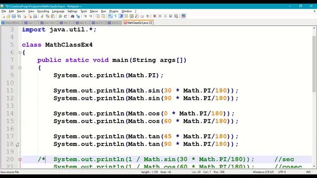Java Math class with Trigonometric Methods #298 || java.lang.Math class || Math class in Java Prog
