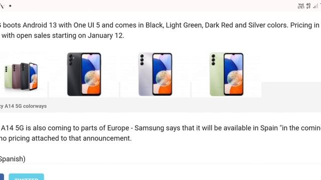 Samsung Galaxy A14 5G brings an FHD+ screen and 13MP selfie camera ||