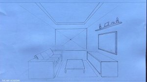 How to Draw a Living Room using 1-Point Perspective step by steps