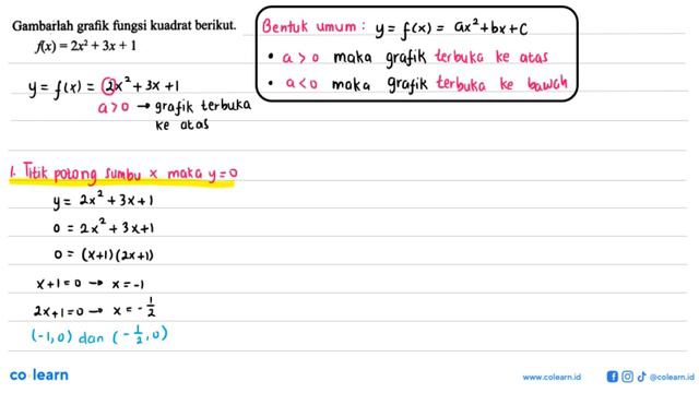 Gambarlah grafik fungsi kuadrat berikut.f(x)=2x^2+3x+1 смотреть онлайн